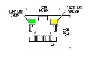 LPJD4012BENL, вертикальное RJ45 Jack, 1CT: 1CT, 8P8C 10/100Mbps, СИД G-Y экрана