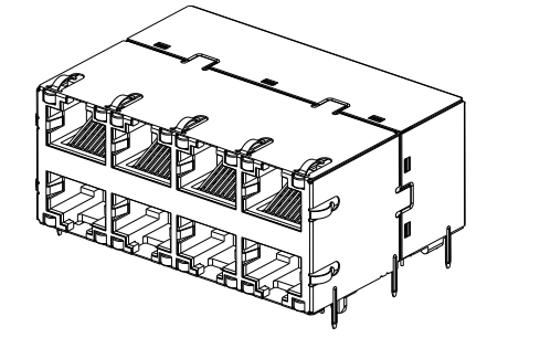 PoE+ 30 Вт 1-1840861-4 MagJack RJ45 2X4 порта с GY/GY светодиодами