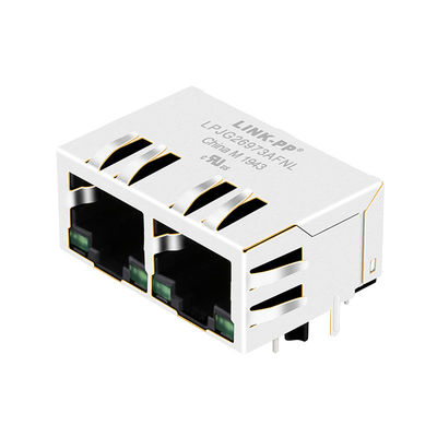 Гигабит RJ45 W/LED Платы-Вниз HFJ12-1G16ER-L11RL FastJack 1x2 Ganged