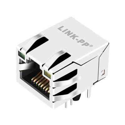 10/100 разъем-розеток RJ45 SI-80055-F BASE-T одиночных гаван нашивает вверх с приведенными зеленым/желтым цветом