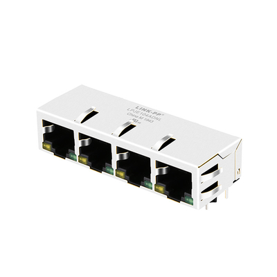 Плата входа PCB RJ45 модульная Джек порта FR4 LPJE104ADNL 1X4 бортовая вниз с приведенных желтого/зеленого цвета