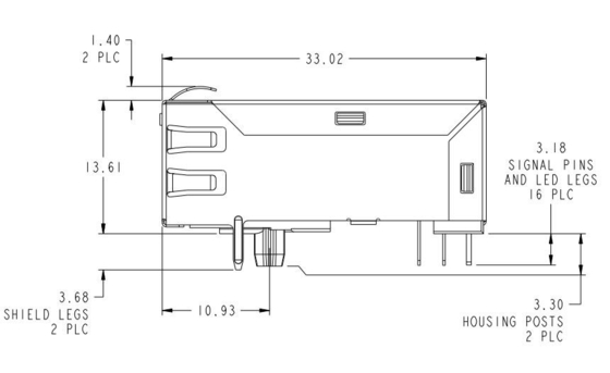 1-1840784-1 гигабит 1000base-T Rj45 интегрировал модули соединителя нашивает вверх