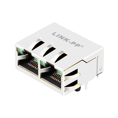 Плата соединителя низкопрофильного RJ45 гигабита порта JGL-0001NL 1x2 вверх по GREEN/GREEN привела