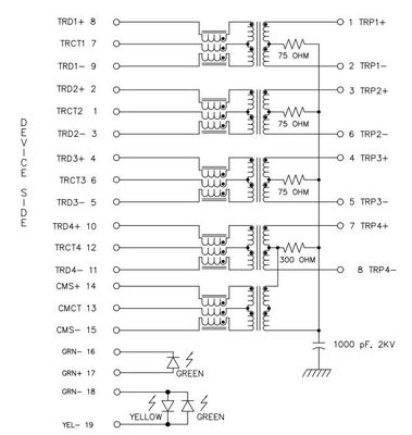 Плата JT3-1115HL одиночная гаван вниз с разъем-розетки GY/G 10GBASE-T RJ45 Джек привела