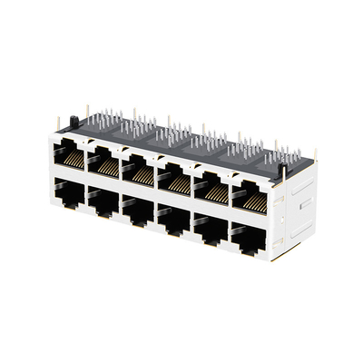 Разъем-розетка ПОРТА RJ45 магнитная Джек JT5-2610CNL 10G BASE-T 2X6 с СВЕТЛЫМИ ТРУБАМИ
