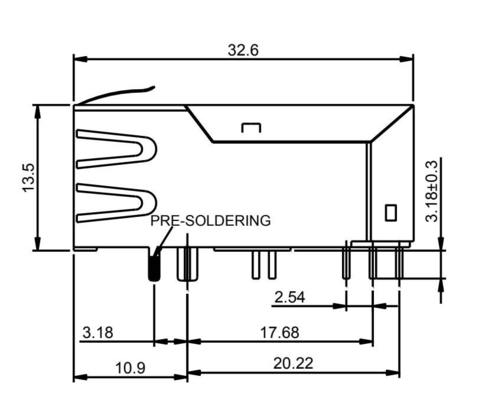 Соединитель порта 2.5G BASE-T POE+ RJ45 56F-1803DGDZ2NL 1A одиночный магнитный